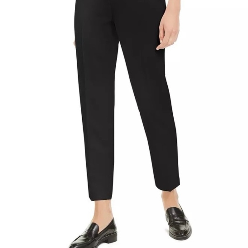 Anne Klein Black Cropped Dress Pants 14P Cotton-Spandex Stretch Classic Fit
